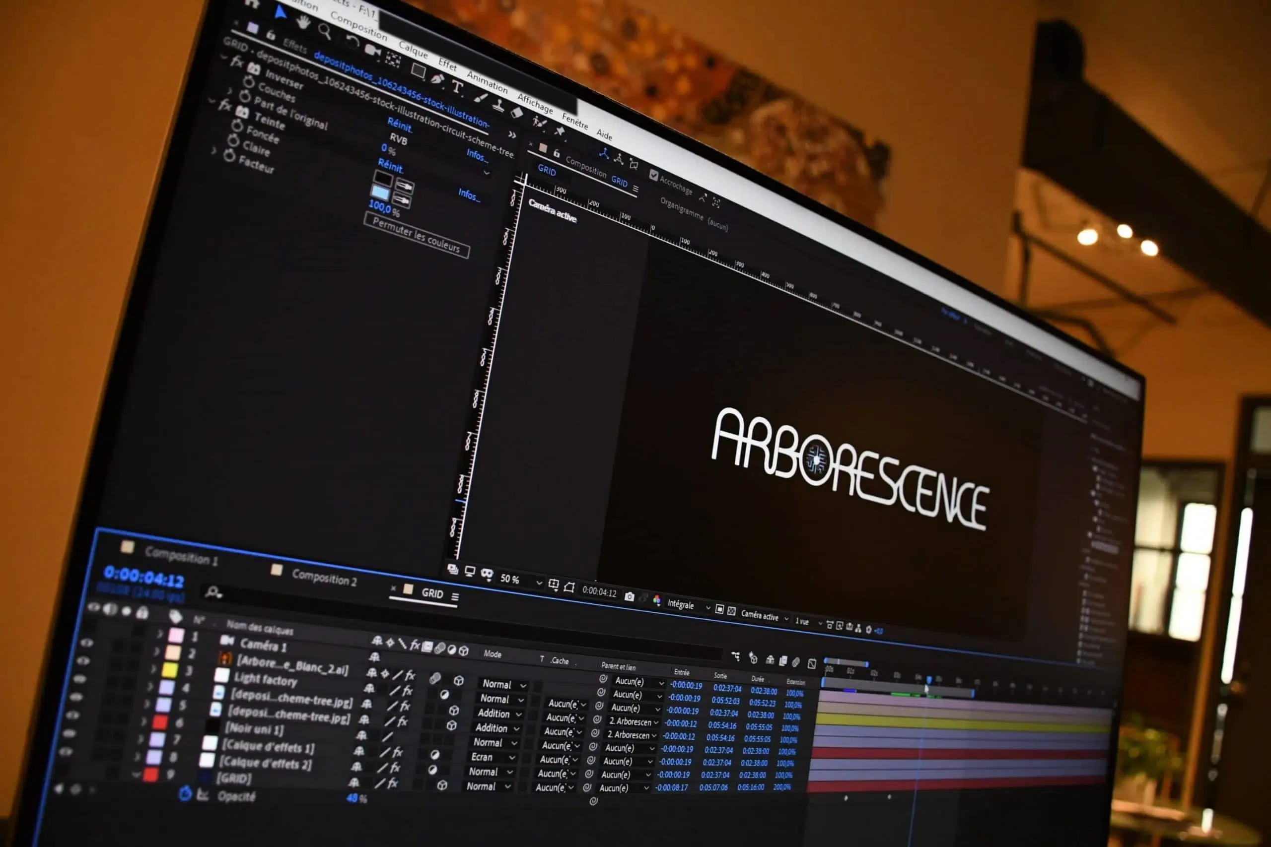 Écran de montage vidéo post production